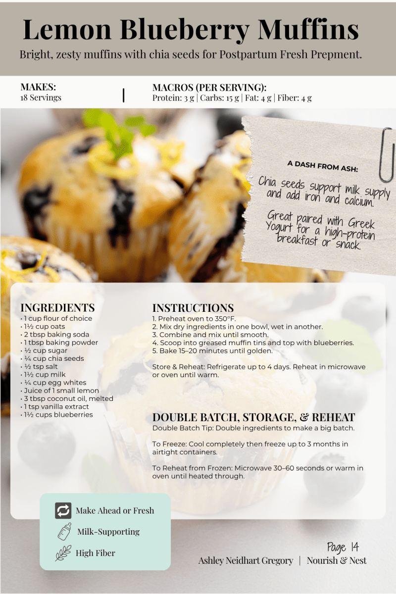 Nourish & Nest: Pregnancy + Postpartum Digital Cookbook & Freezer Prep Guide - Ashley Neidhart Gregory